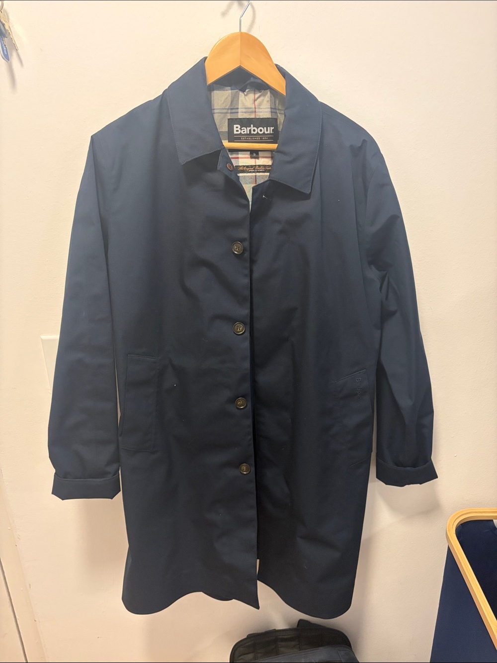 Barbour Navy Single-Breasted Trench Coat